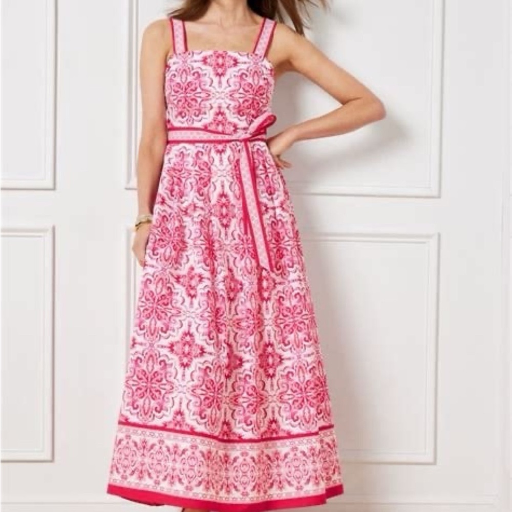 Talbots Pink and White Patterned Maxi Dress